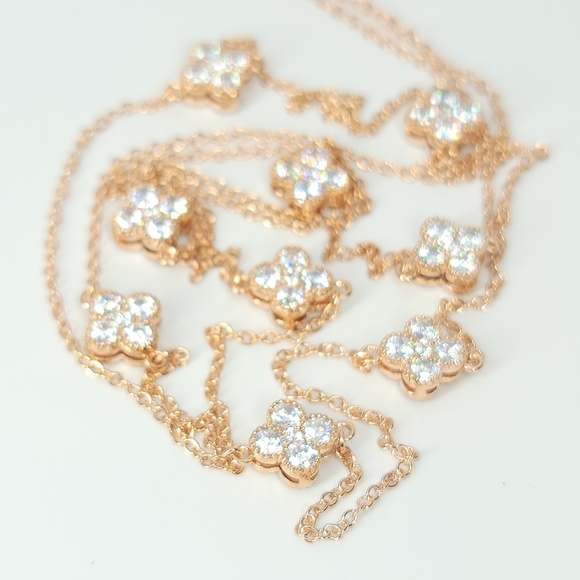 NEW Clover Pave Double Sides CZ Choker Necklace - Picture 10 of 16